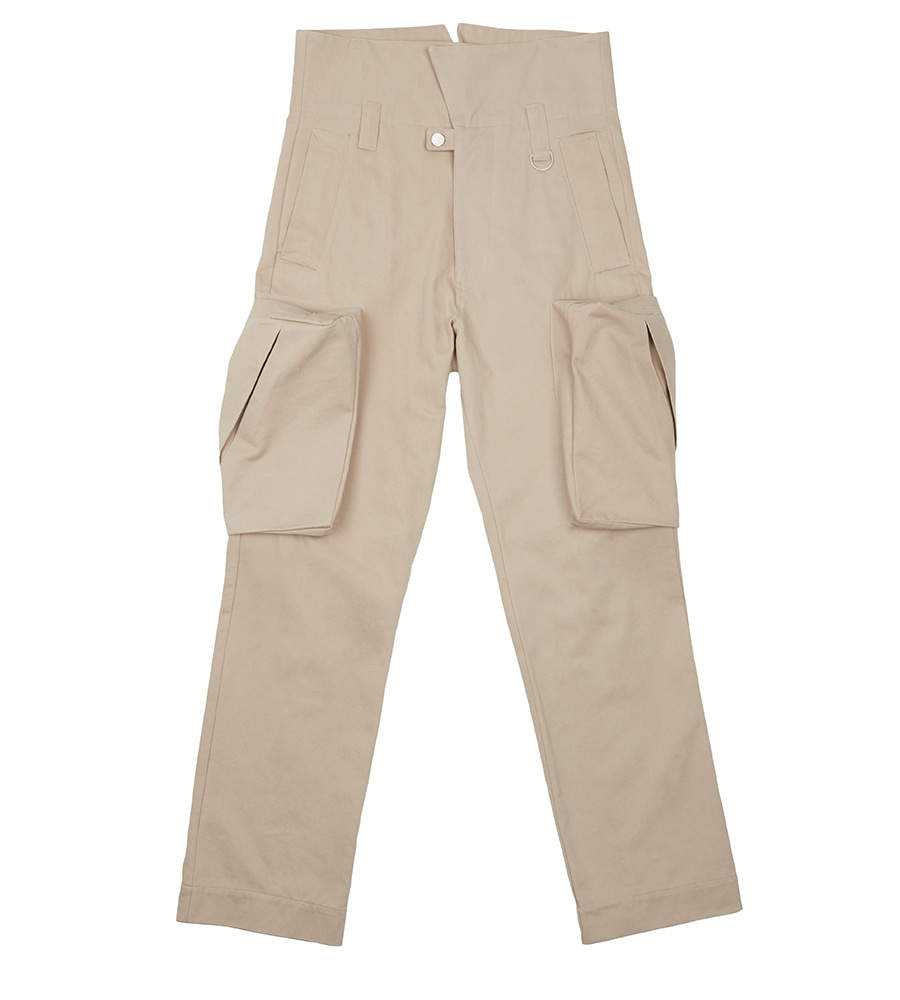 3D Cargo Pocket Cotton Pants - Beige