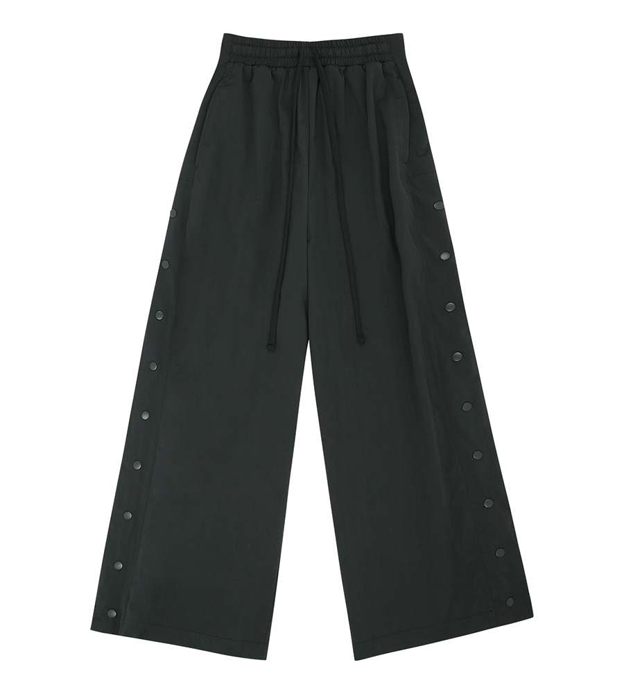 Side snap button wide pants - Shadow
