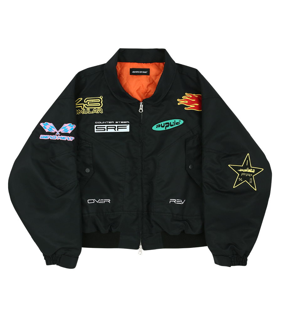 Over rev recycled nylon racing jacket - Black