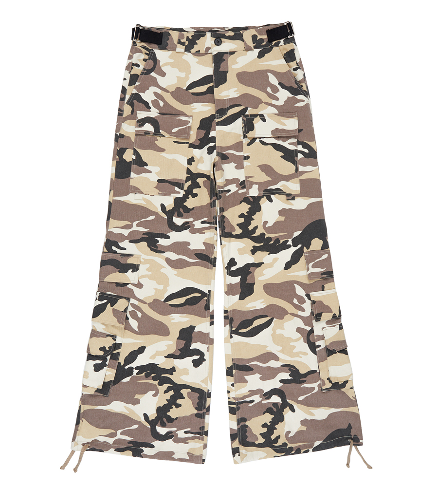 Camouflage Cargo Wide Trousers - Desert Camo