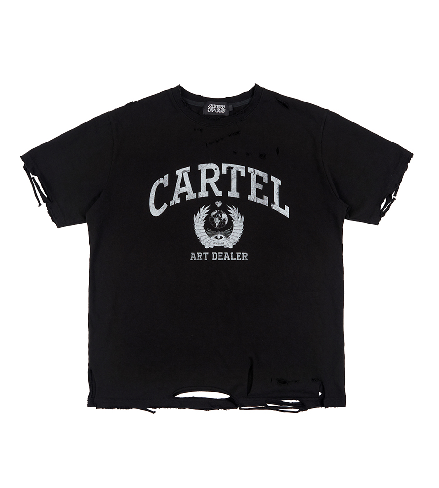 Cartel Hand Distressed T-shirt - Black