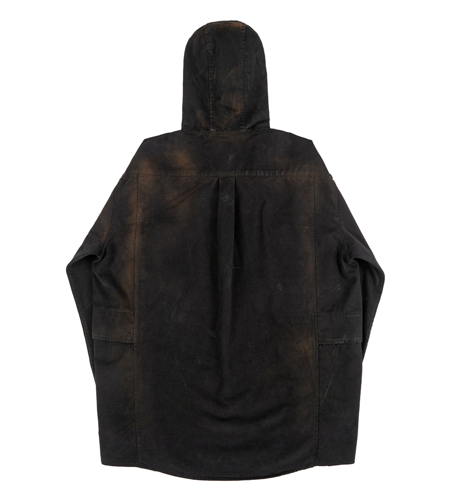 Beauty Of Dystopia Patched Hooded Shirt - Washed Black