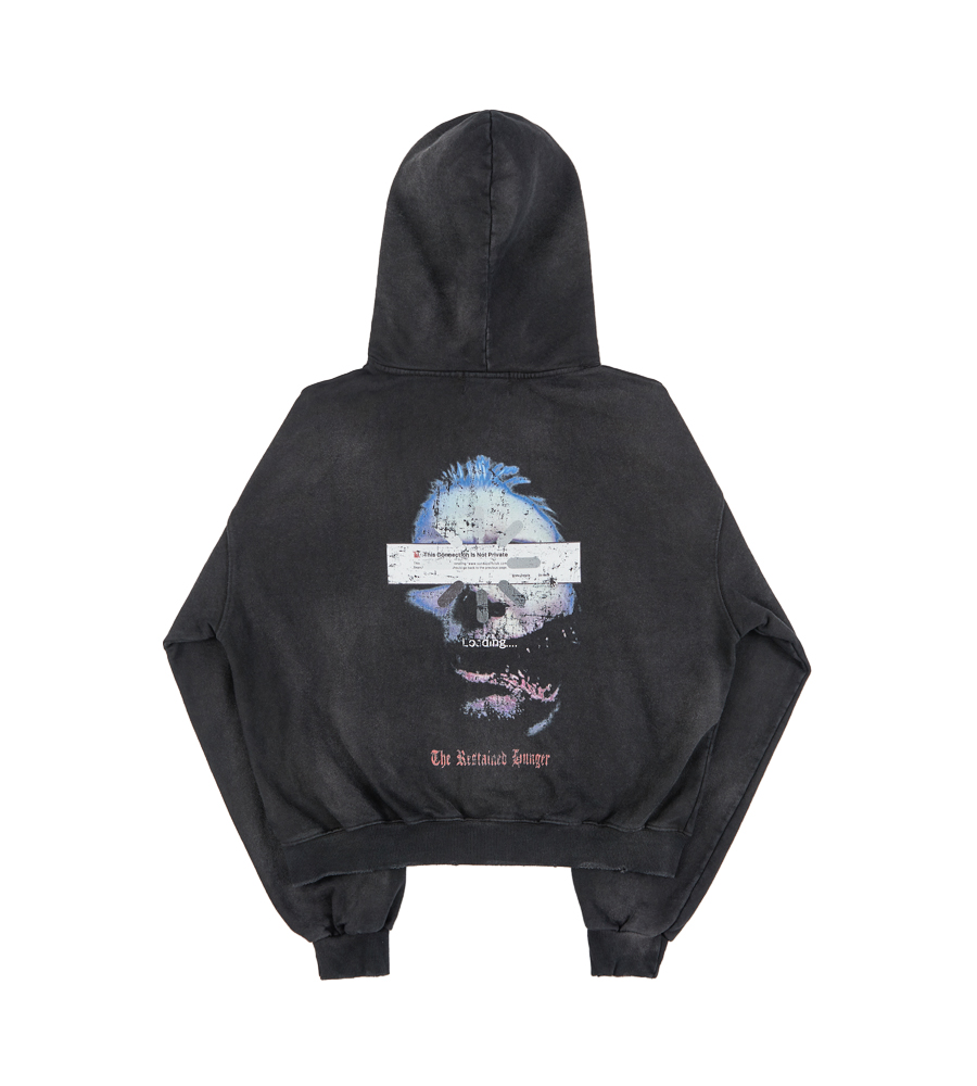 The Restrained Hunger Heavy Terry Zip Up Hoodie - Washed Black