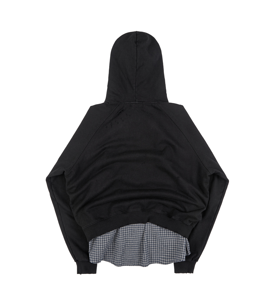 The Restrained Hunger Shirt Layered Hoodie - Black